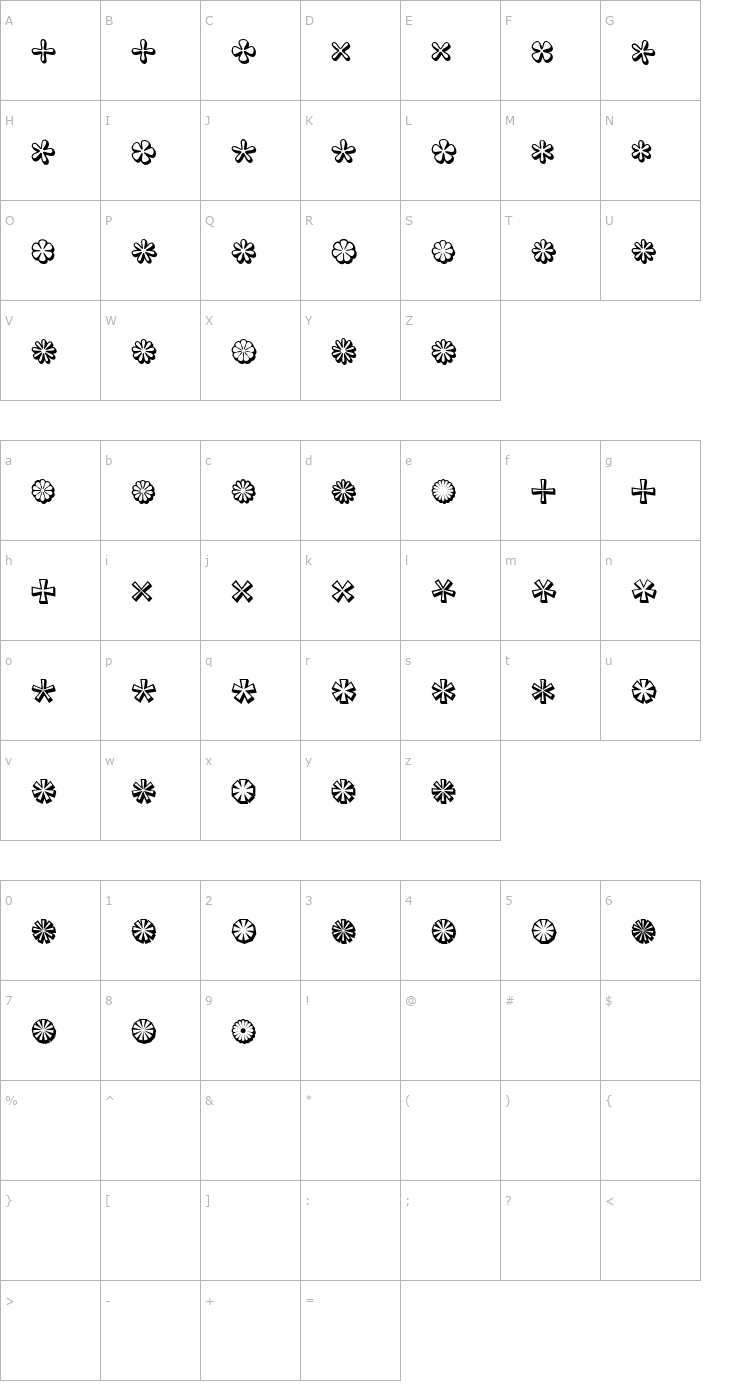 Character Map Asterisp Eta Font