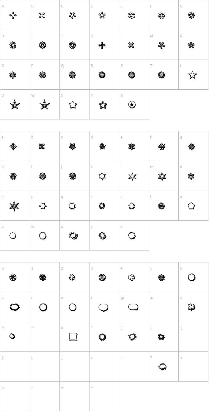 Character Map Asterisp Iota Font