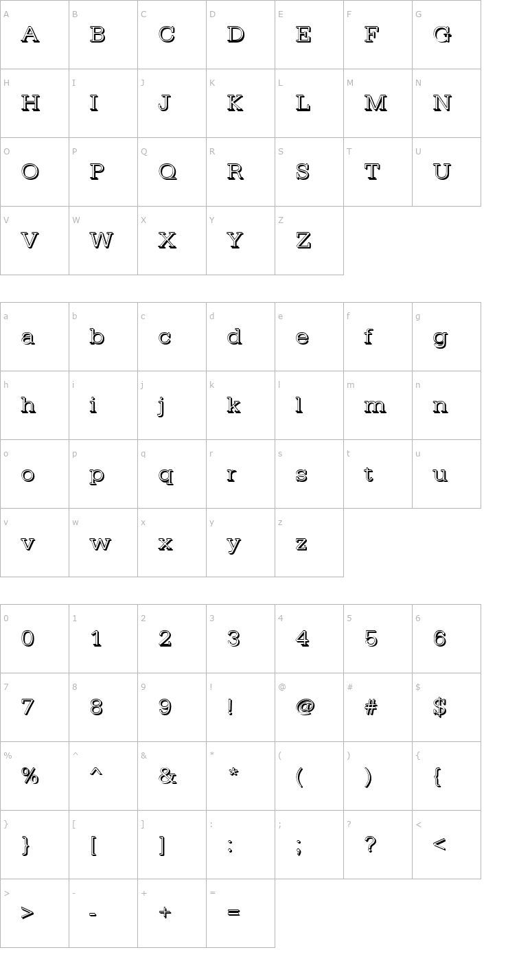 Character Map AstridBeckerShadowE-Light Font