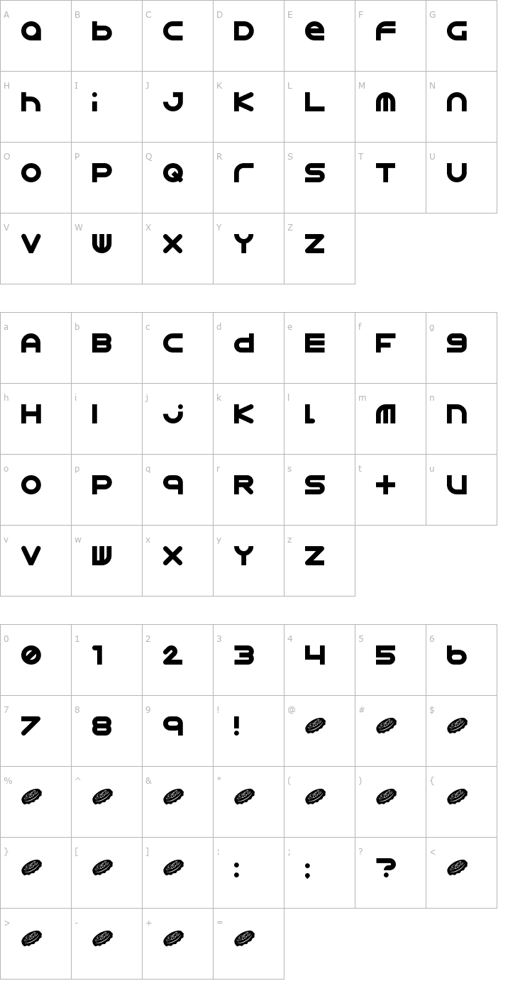 Character Map Astro 867 Font