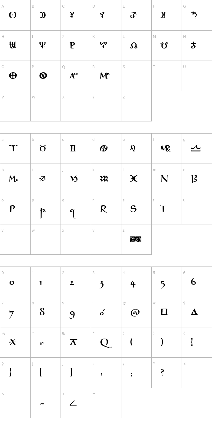 Character Map Astro Ganza Font