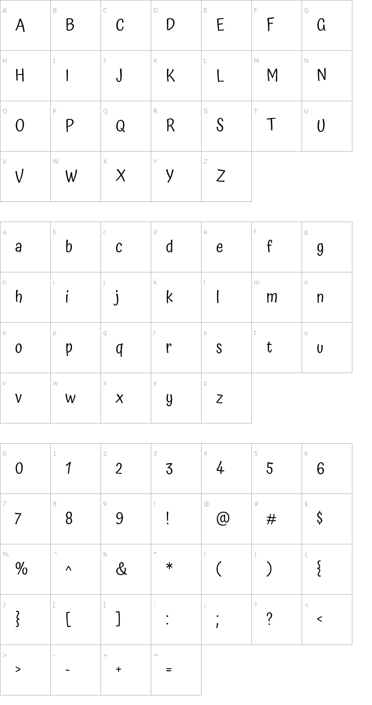 Character Map Atma Font