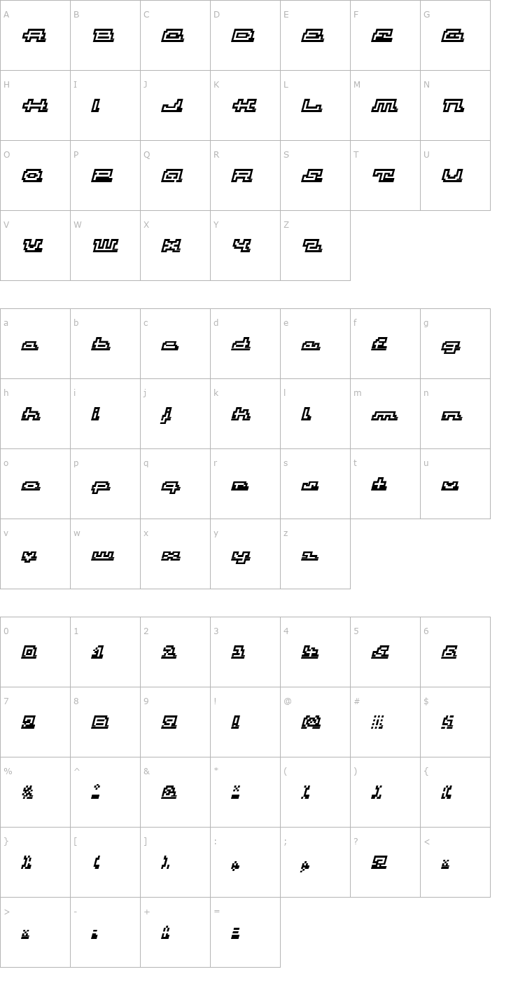 Character Map Atomic OutlineScriptItalic Font