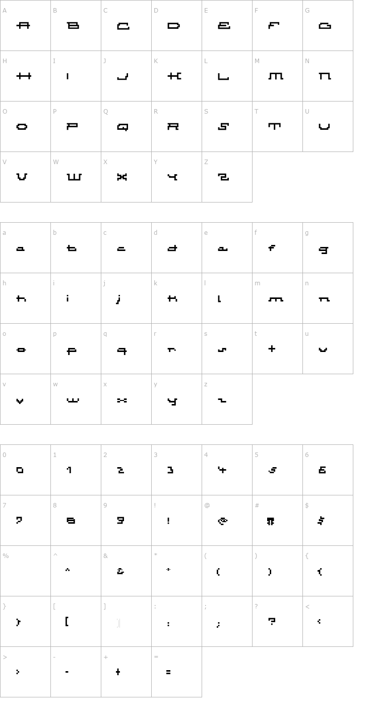 Character Map AtomicInline Font