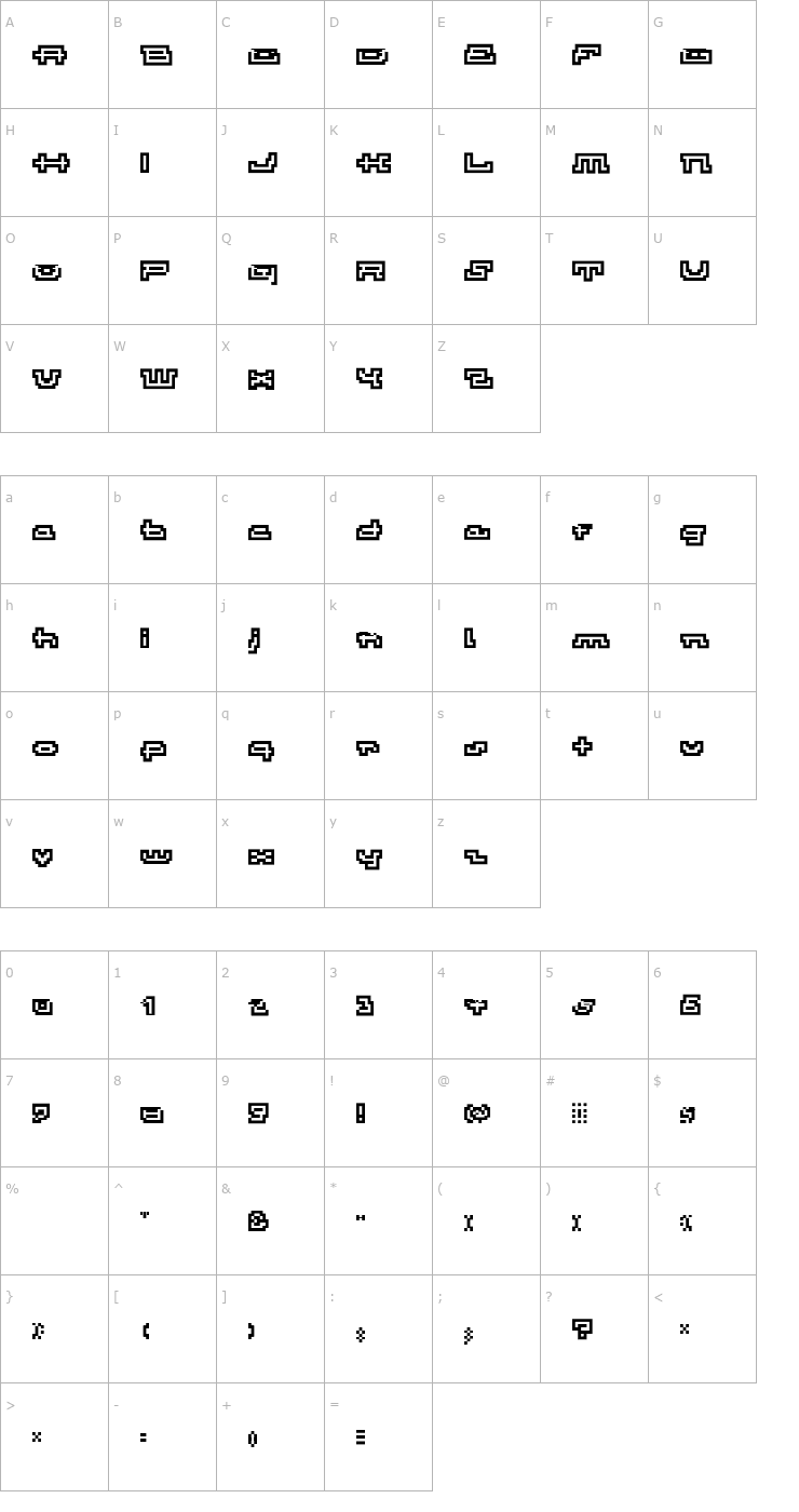 Character Map AtomicOutline Font