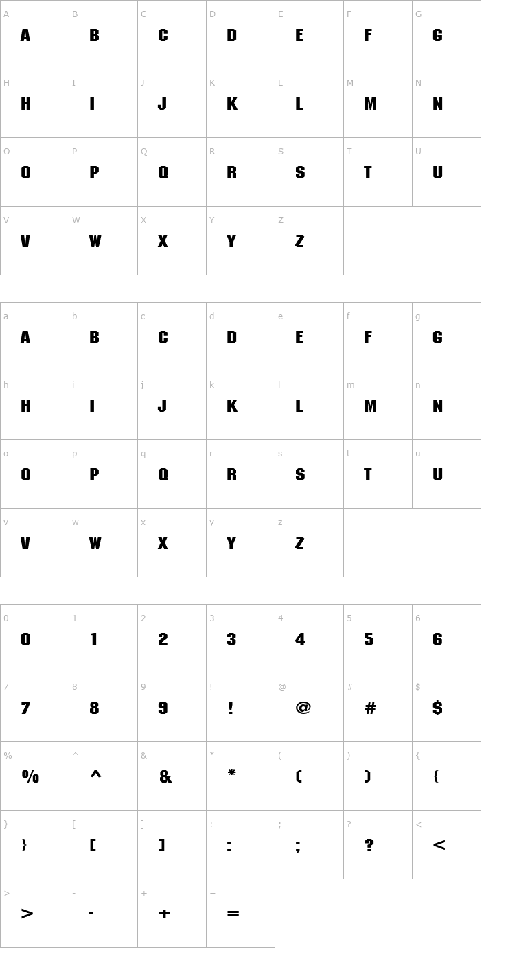 Character Map ATROX normal Font