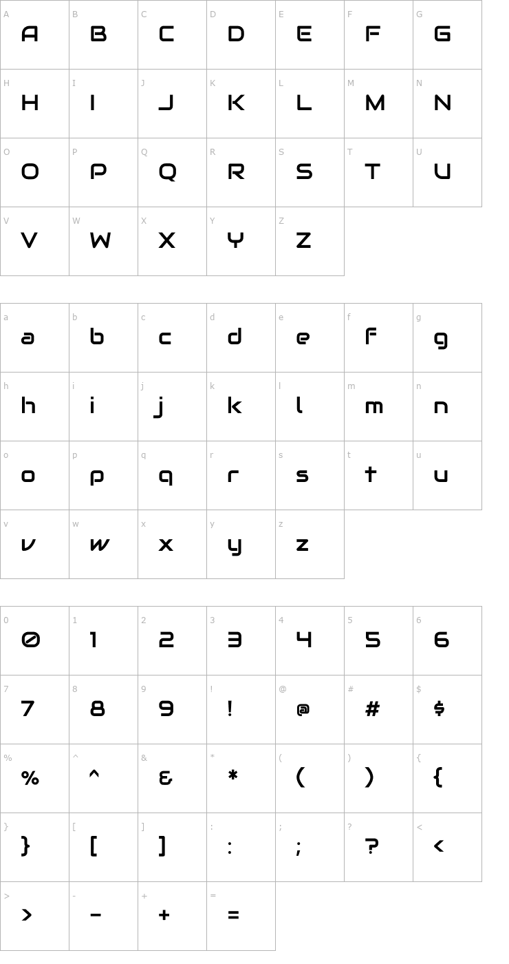 Character Map Audiowide Font