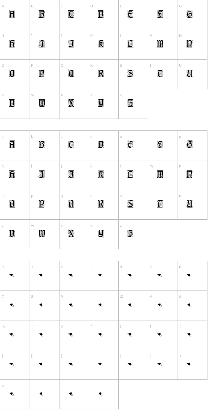 Character Map Augsburger Initials Font