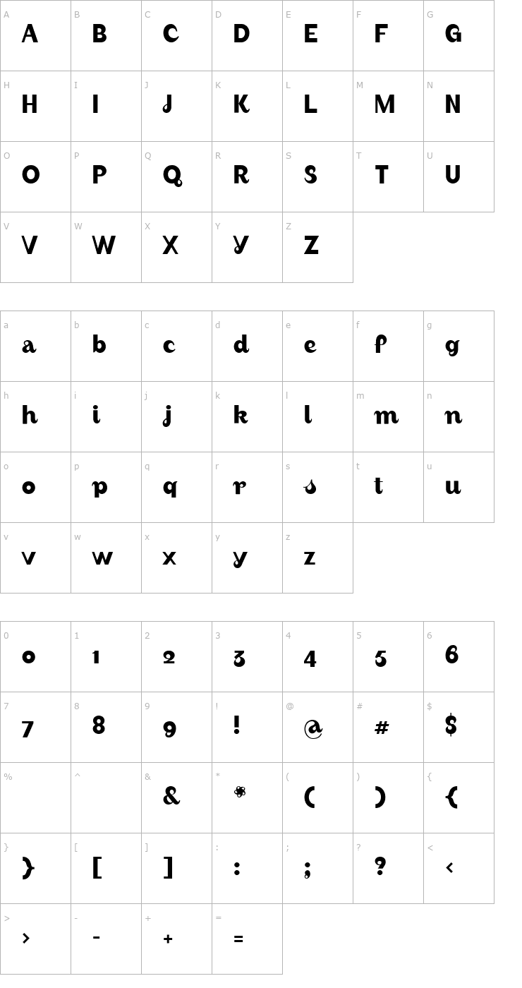 Character Map August-Medium Font