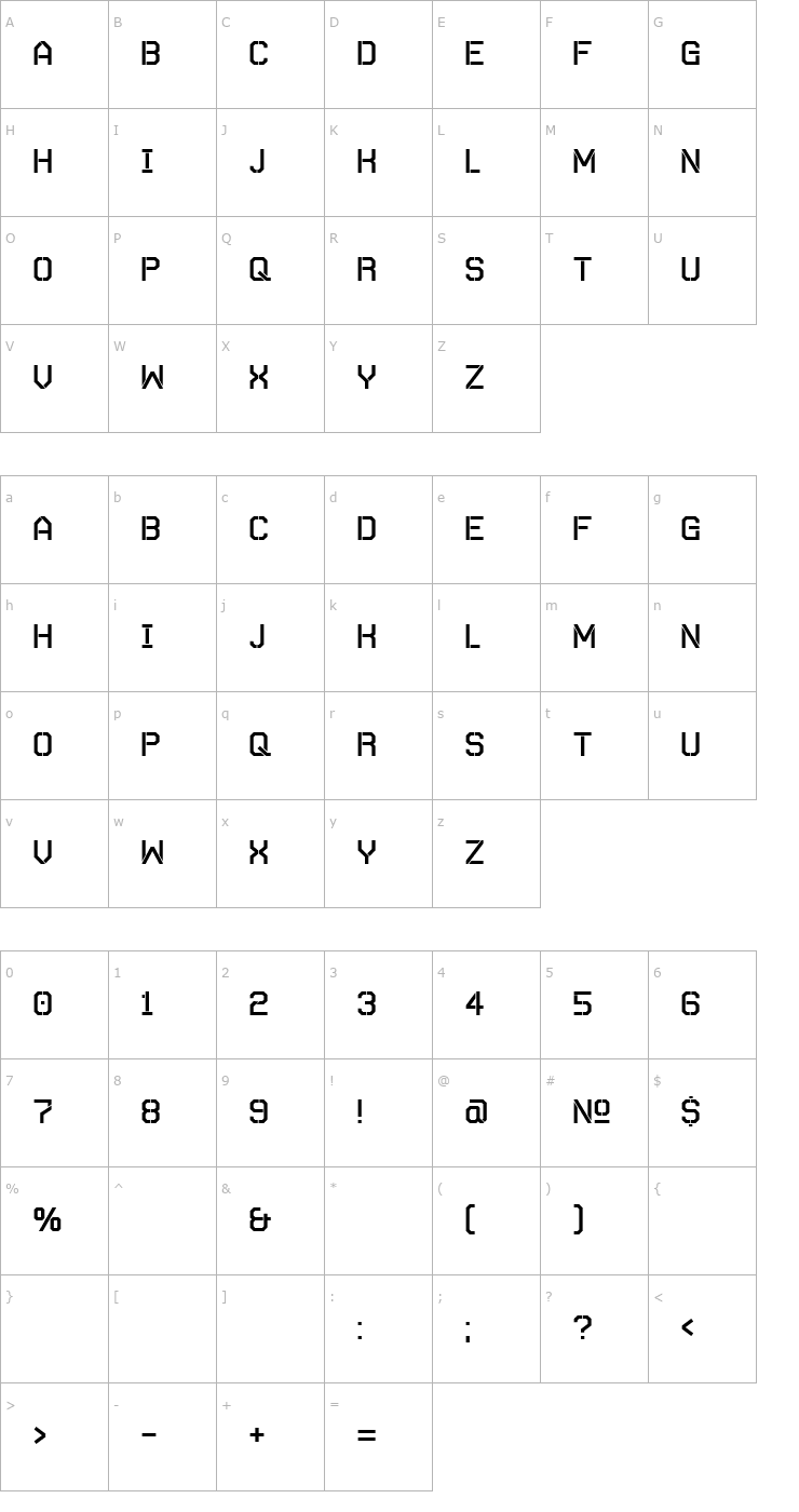 Character Map Autobahn Stencil Font