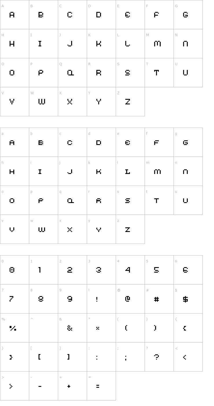 Character Map AuX DotBitC Xtra SmallCaps Font