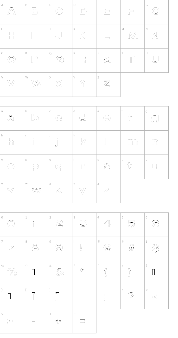 Character Map AverageOutline Font