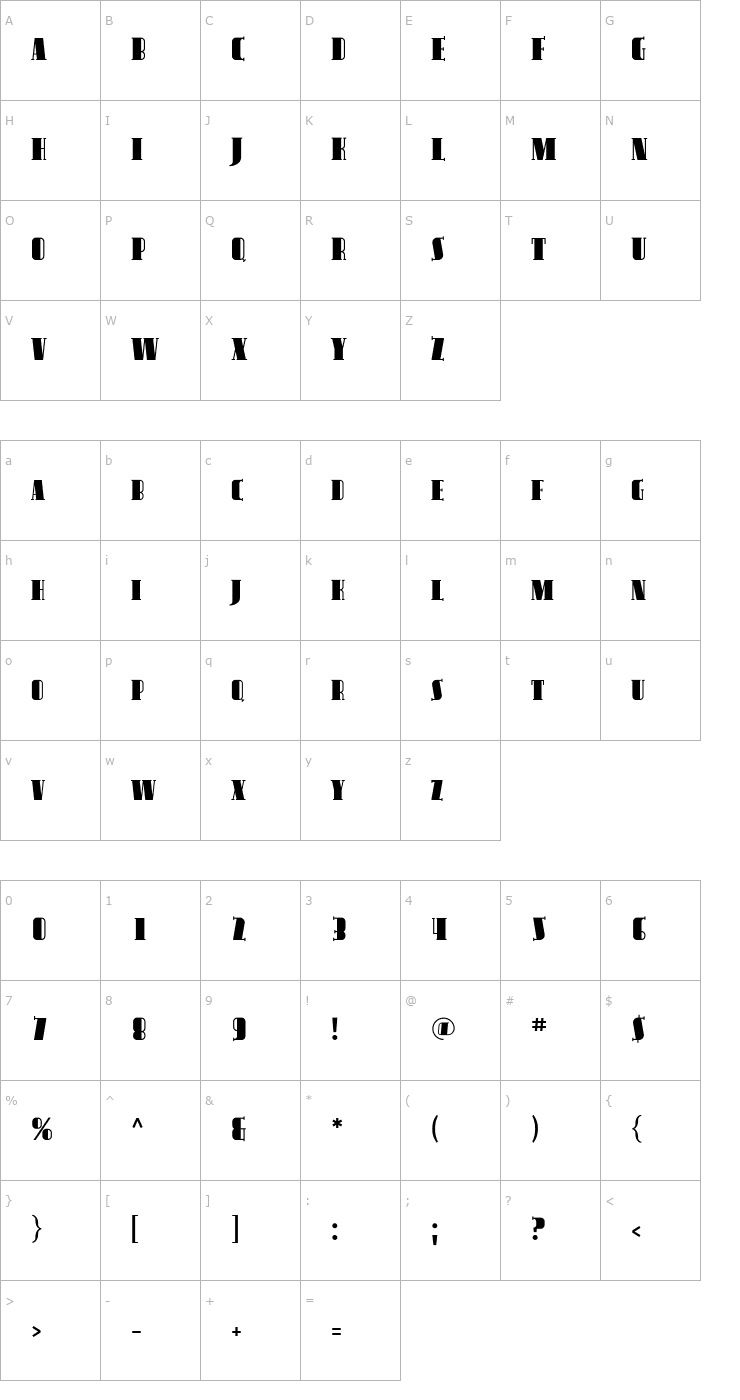 Character Map Avondale SC Font