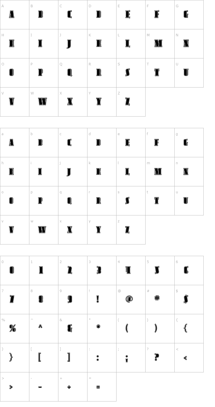 Character Map Avondale SC Inline Font