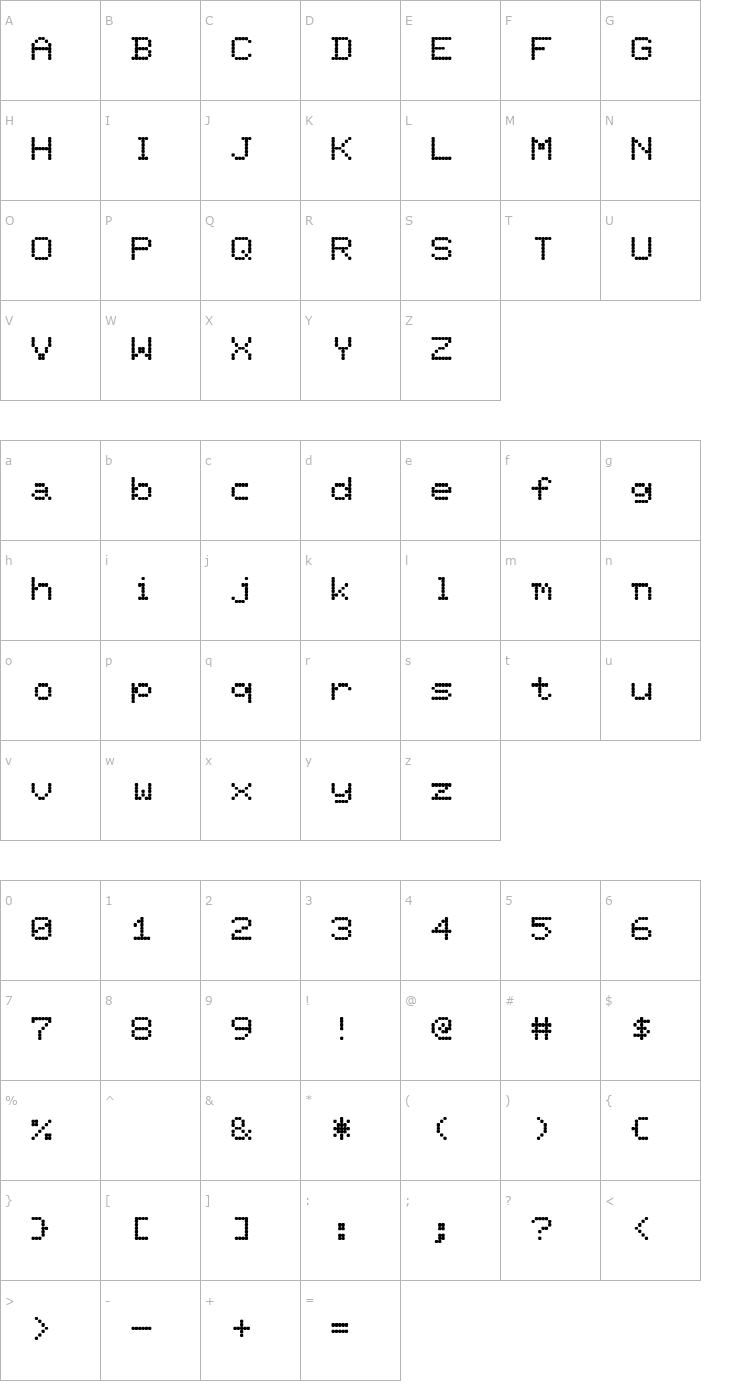 Character Map AxlongScreen_Font-Light Font