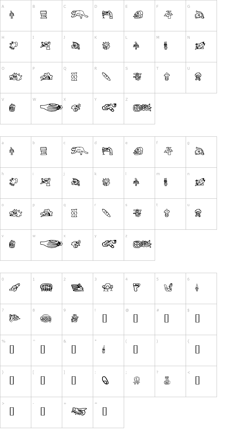 Character Map Aztec Font