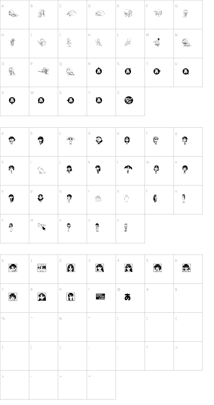 Character Map Azudings 1 Font