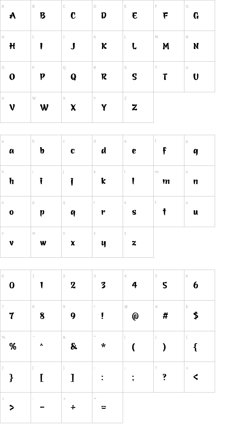 Character Map Azuki Font