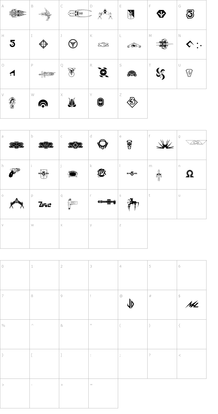 Character Map B5 Symbols Font