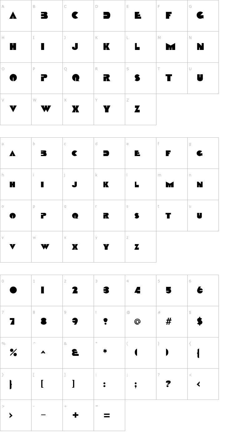 Character Map Baby Teeth Font