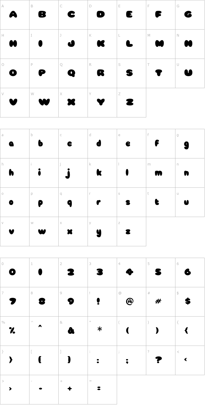 Character Map Babycakes Font