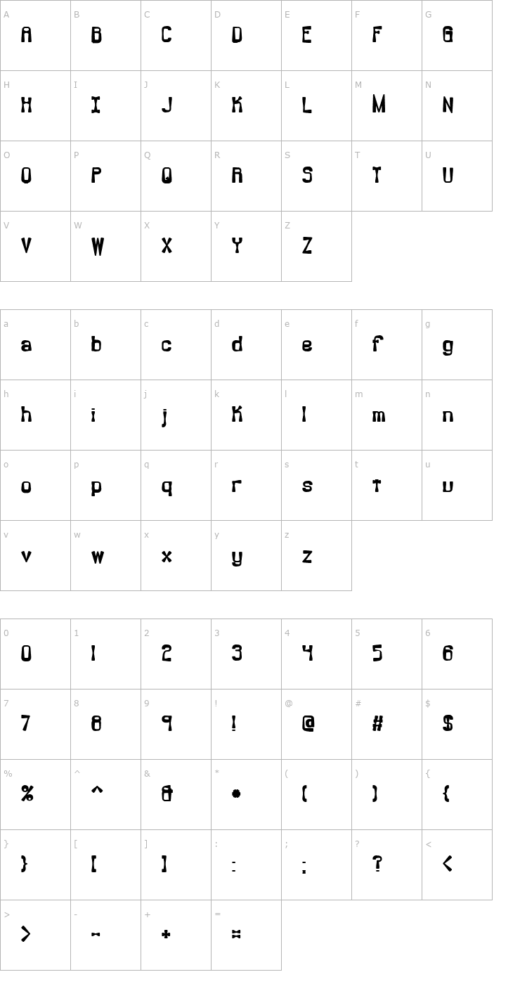 Character Map Backlash -BRK- Font