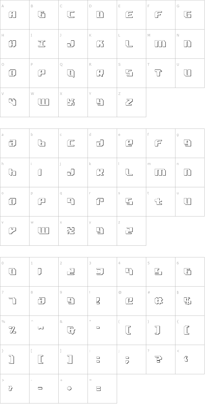 Character Map Bad Robot 3D Font