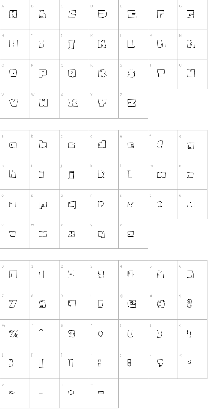 Character Map Badger Fatboy Outline Font