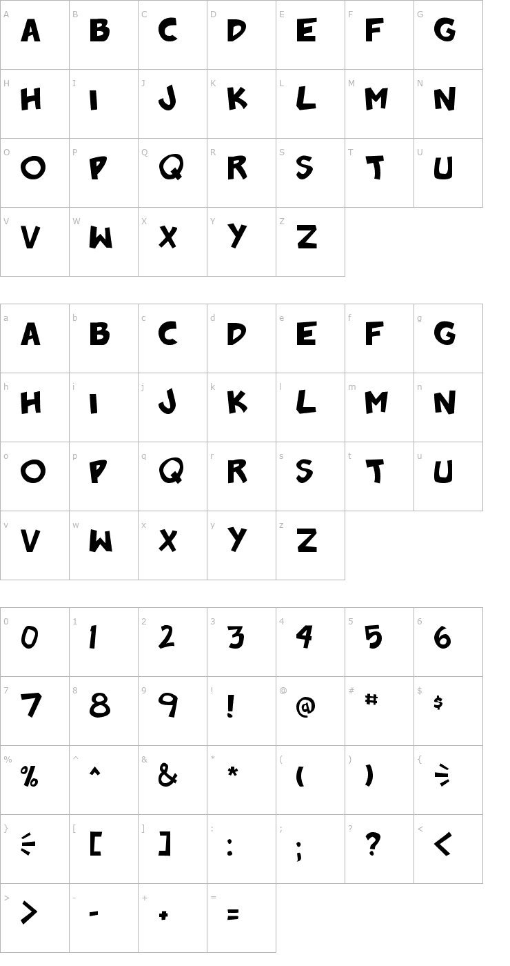 Character Map Badonk-a-donk Font