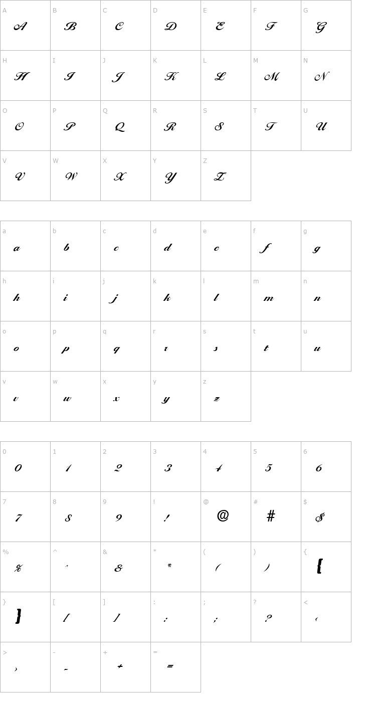 Character Map Ballantines-Bold Font