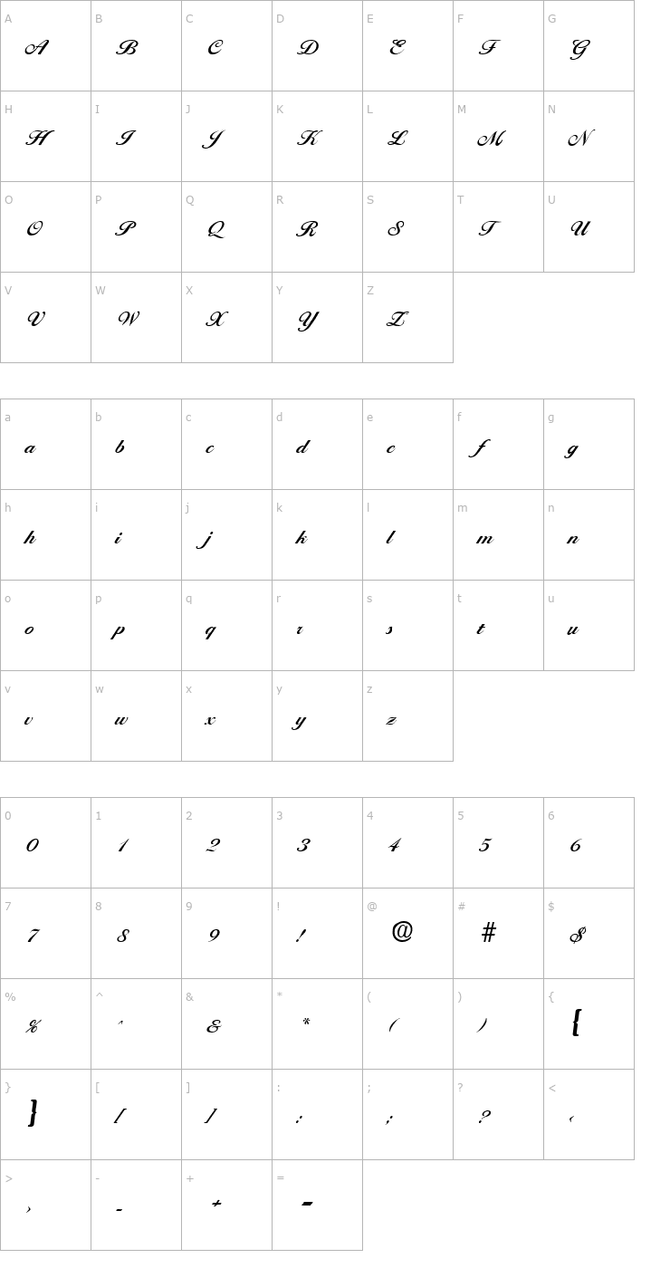 Character Map Ballantines-DemiBold Font