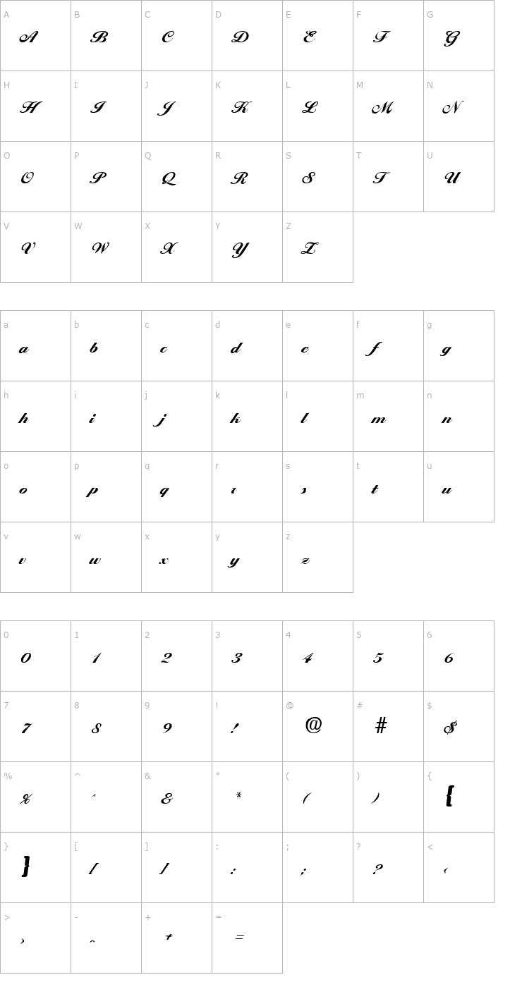 Character Map Ballantines-ExtraBold Font