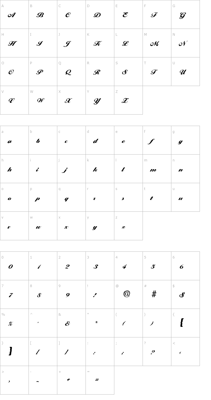 Character Map Ballantines-Heavy Font