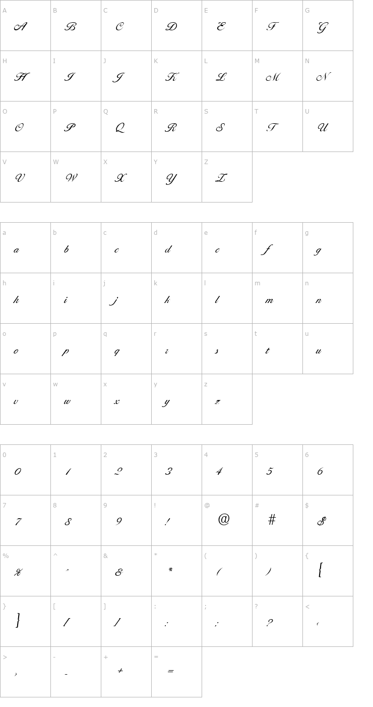 Character Map Ballantines-Light Font