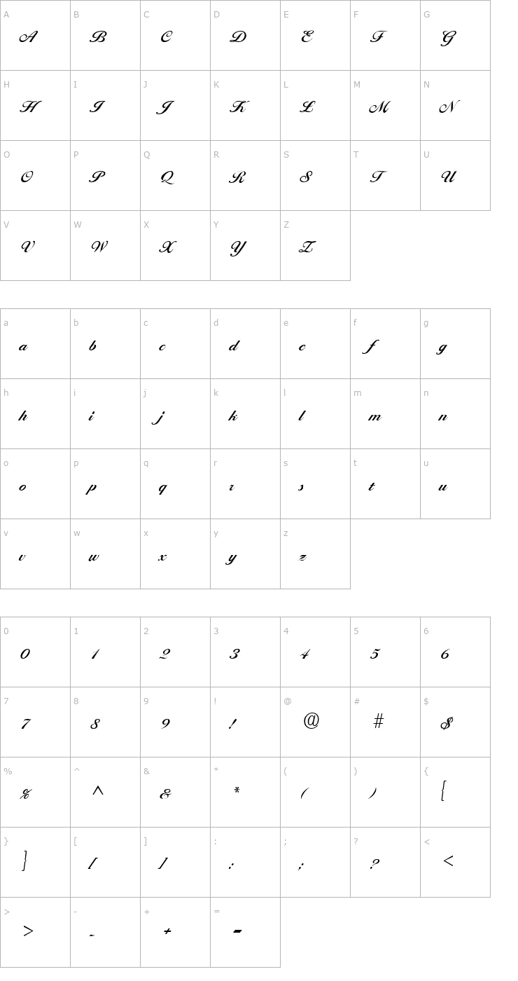 Character Map Ballantines Regular Font