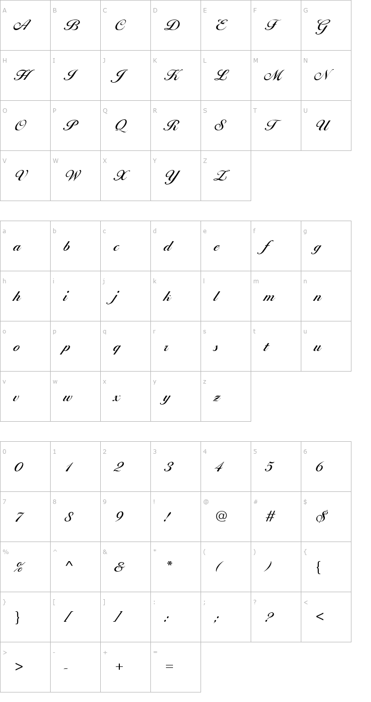 Character Map BallantinesScriptEF-Medium Font