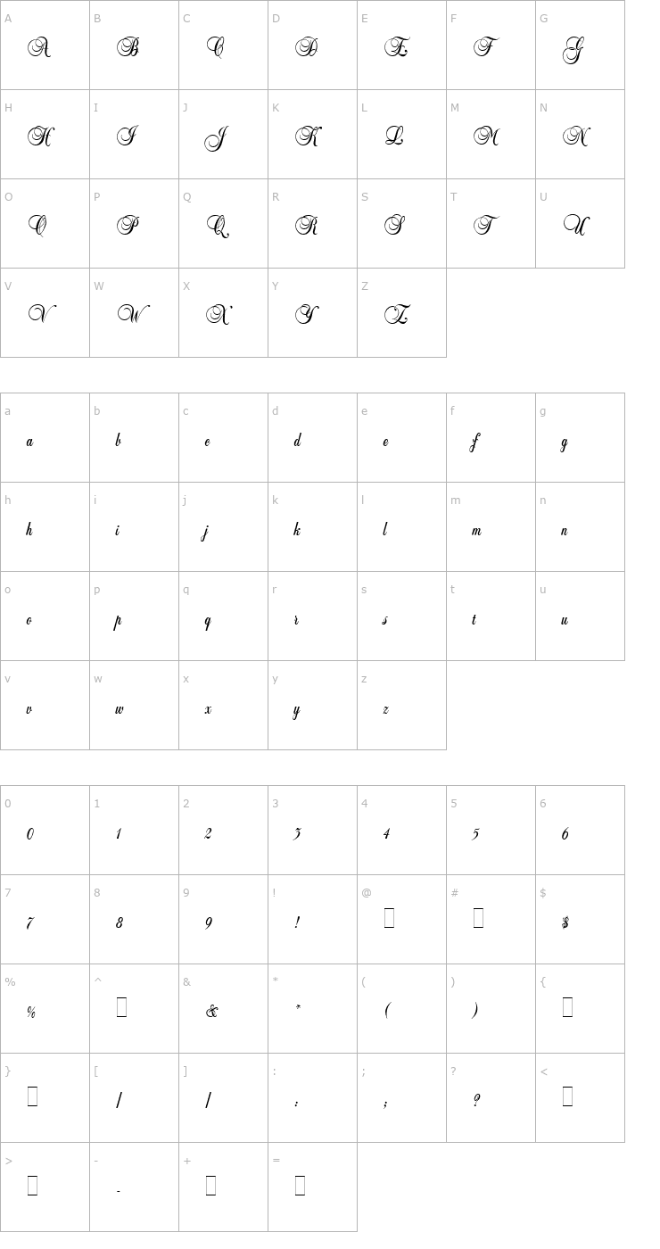 Character Map Balmoral LET Font