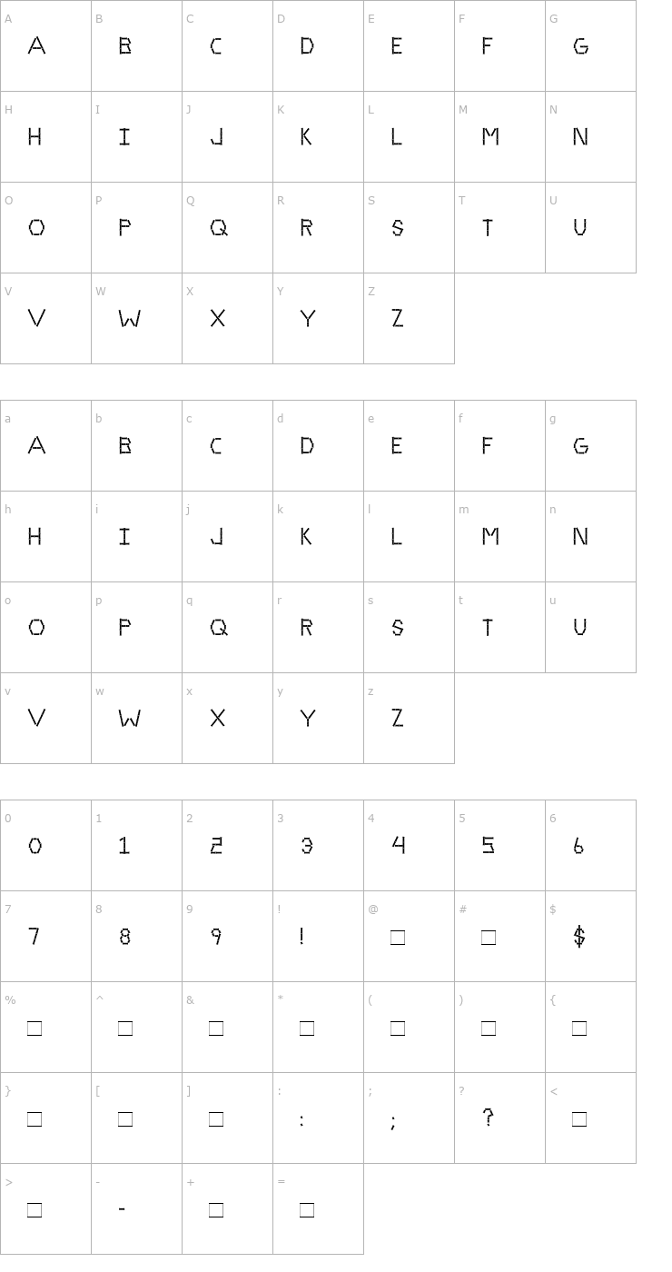 Character Map Bamboo Font