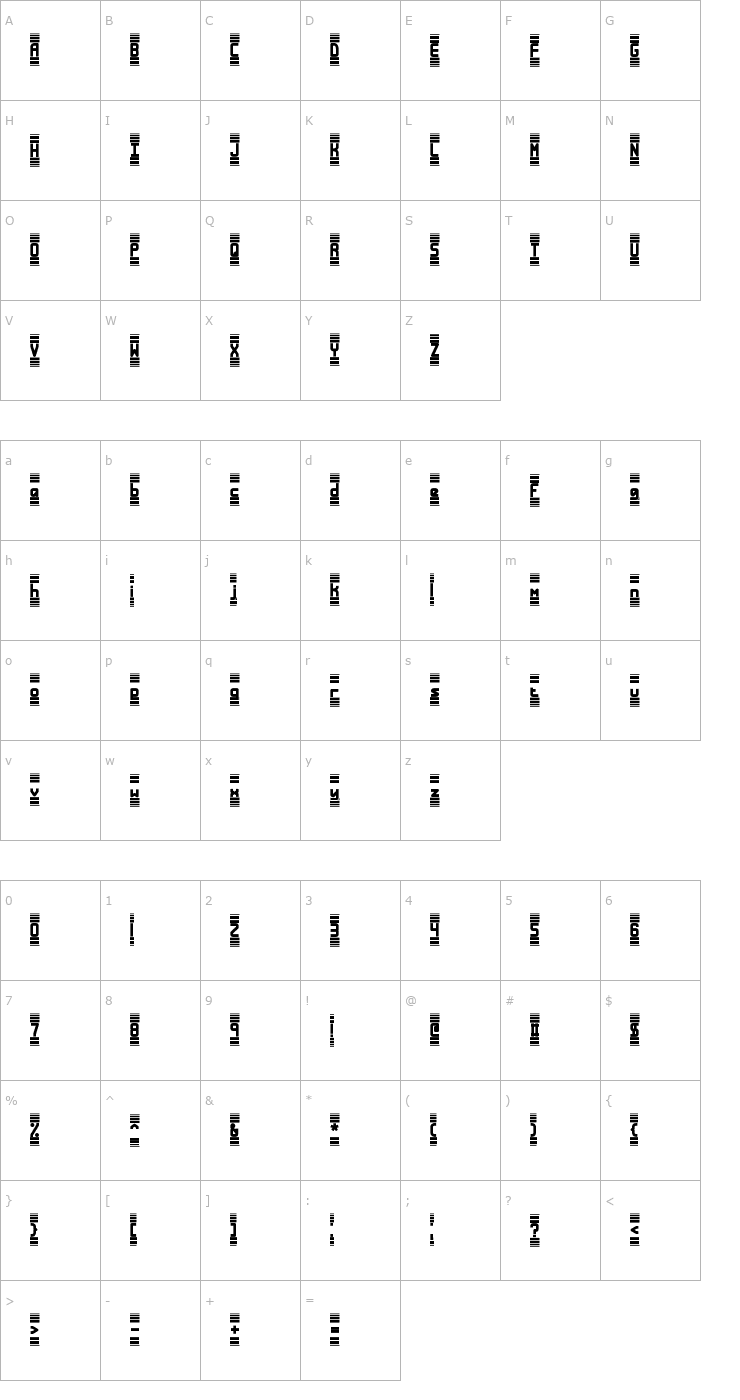 Character Map Bandwidth BRK Font