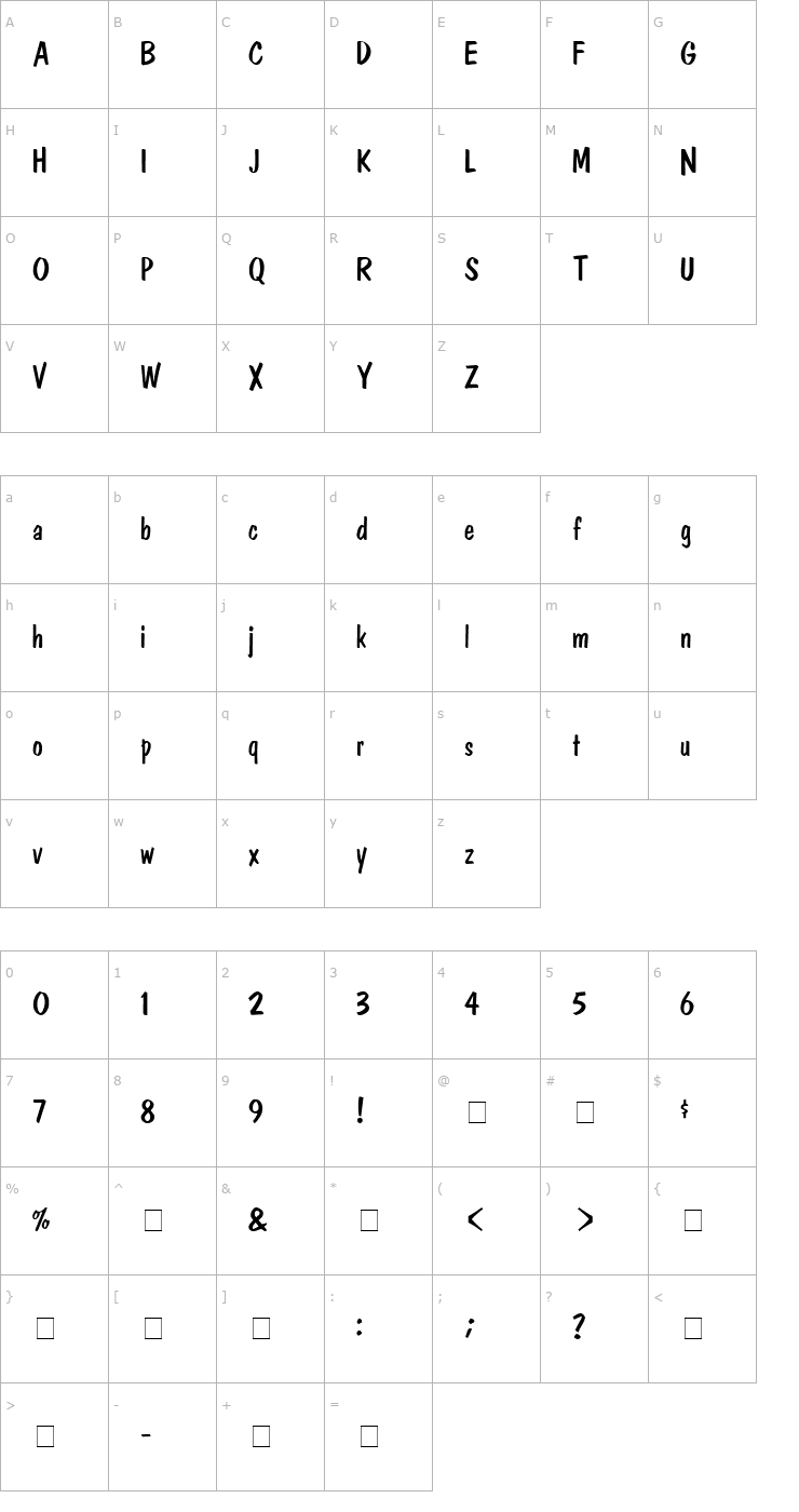 Character Map Banga SSi Font