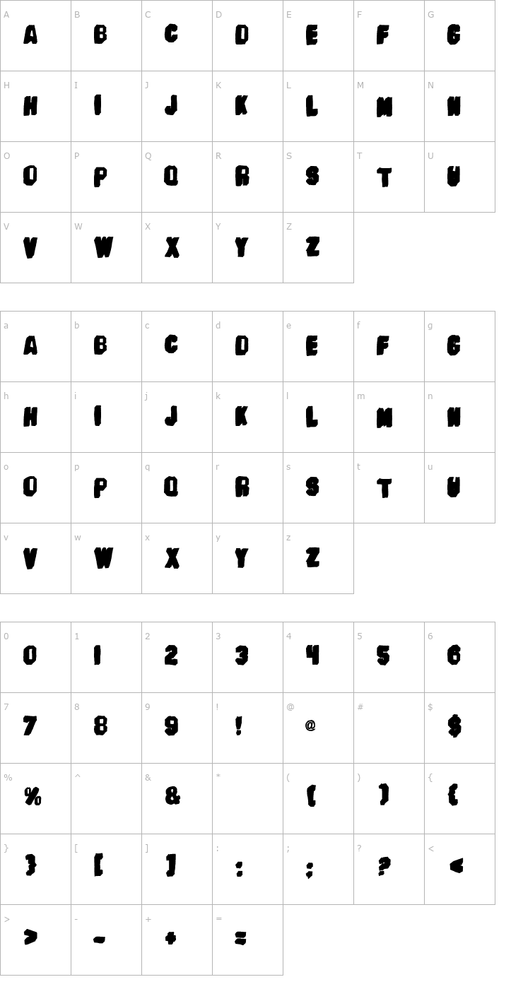 Character Map Banhart ver 009 Font