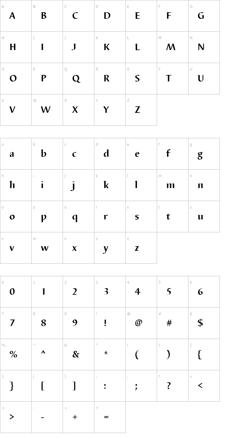 Character Map BarbedorT Bold Font