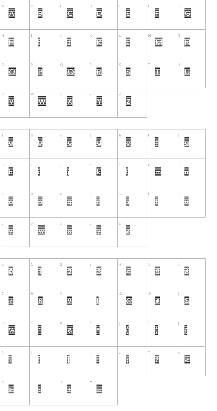 Character Map Barred Out Font