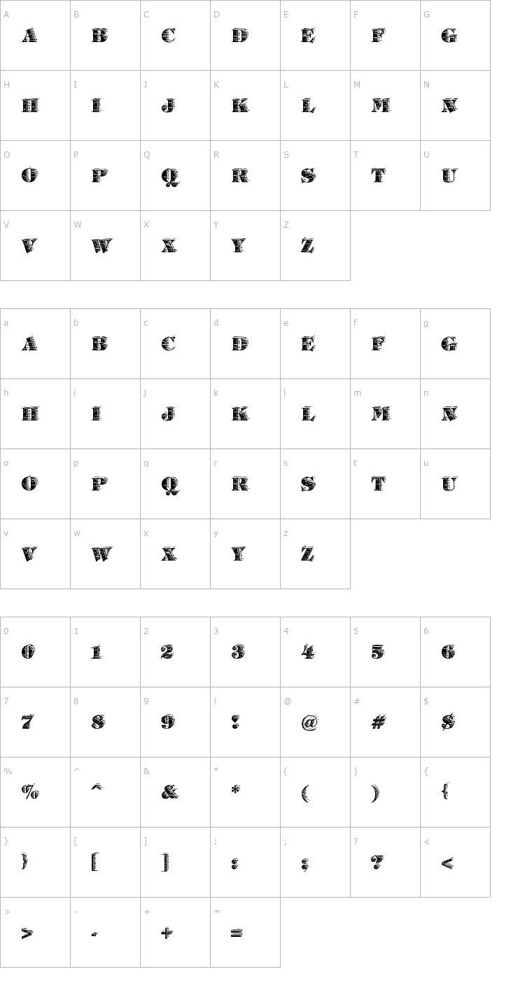 Character Map Barrelhouse All Caps Font