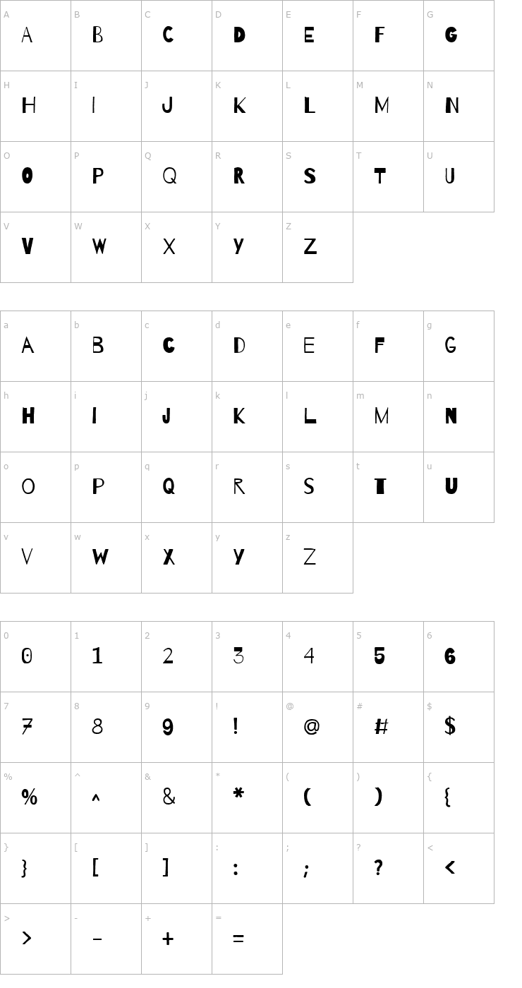 Character Map Barrio Font