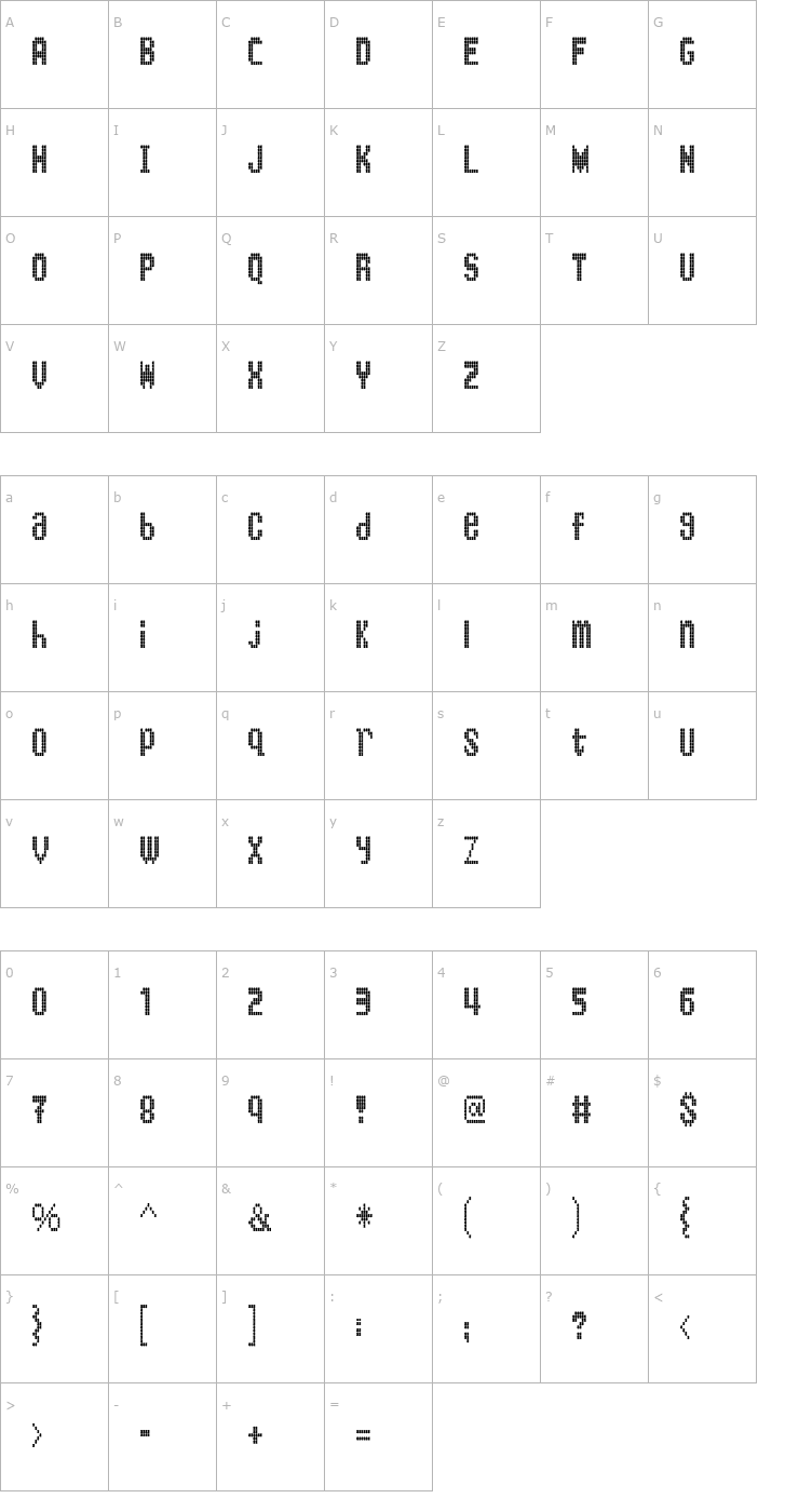 Character Map BartonBus Font