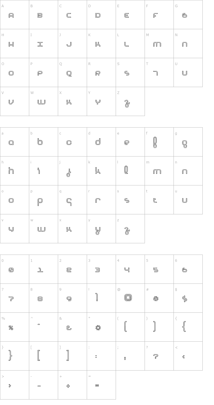 Character Map Basis HeavyOutline Font