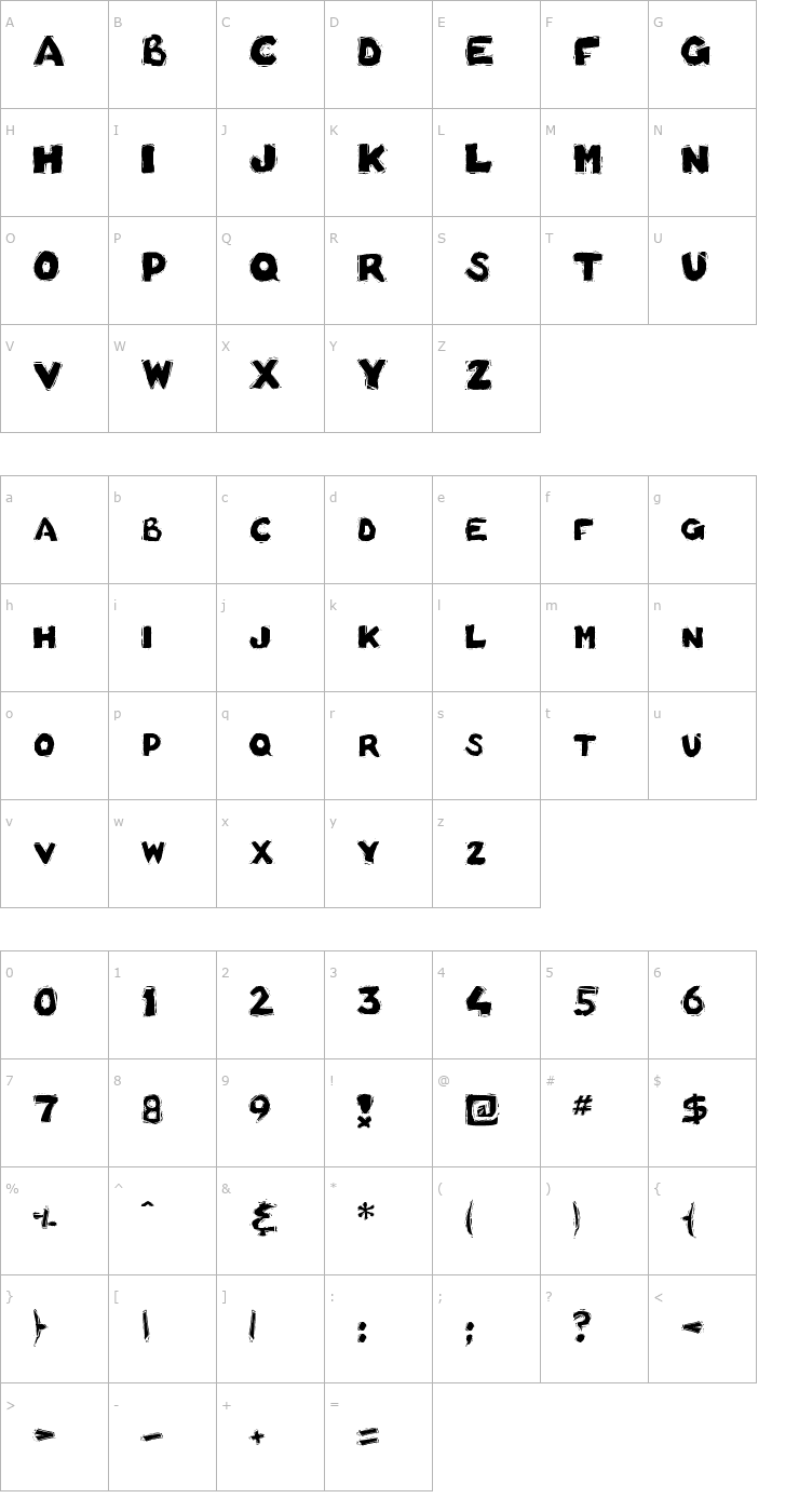 Character Map !Basket of Hammers Font