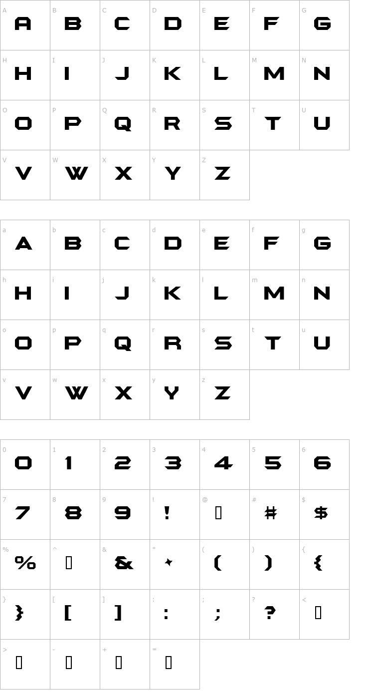 Character Map BatmanForeverRoman Font