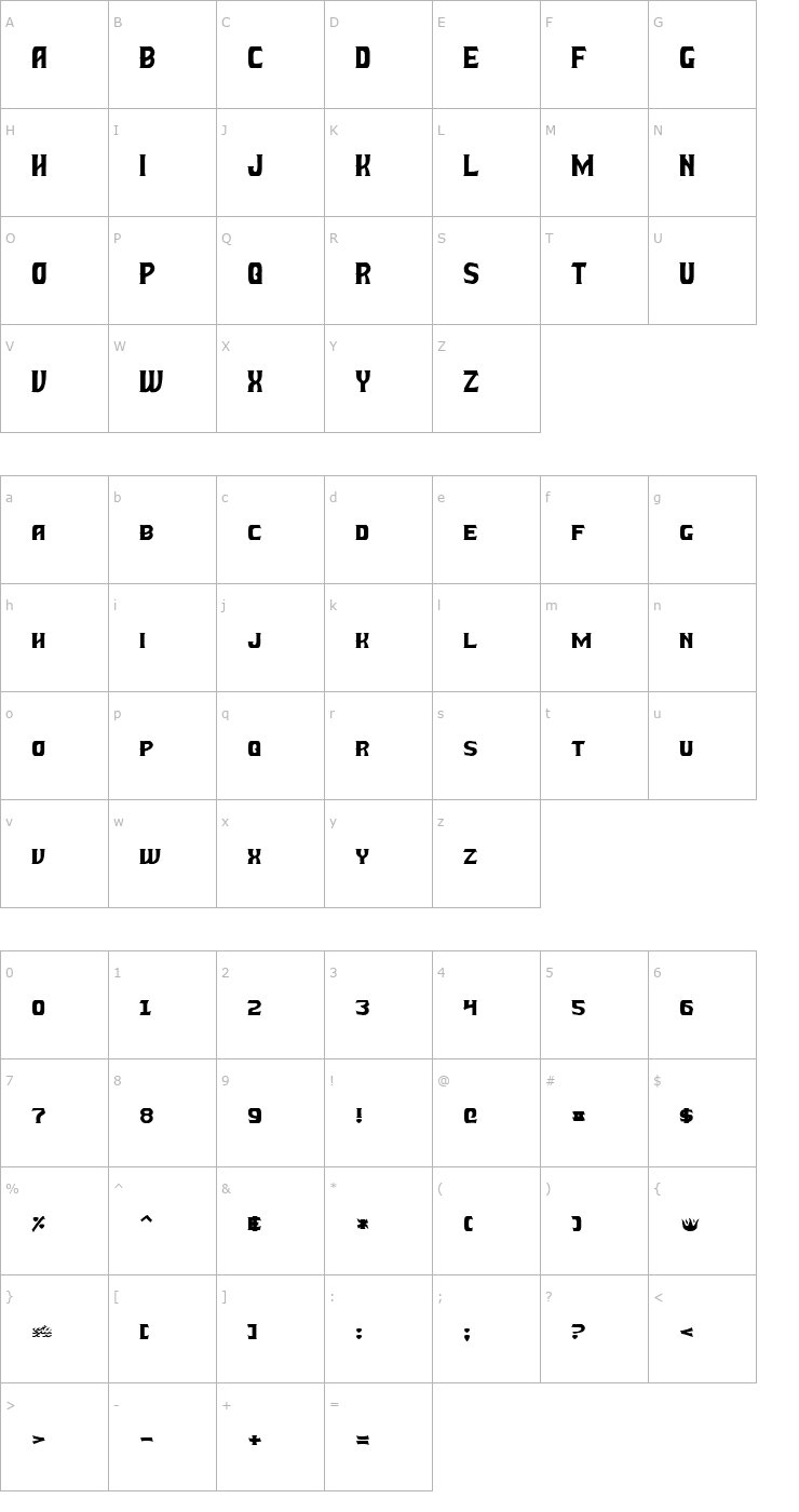 Character Map Battle Beasts Normal Font